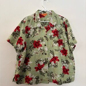 Floral Green and Red Women’s Shirt